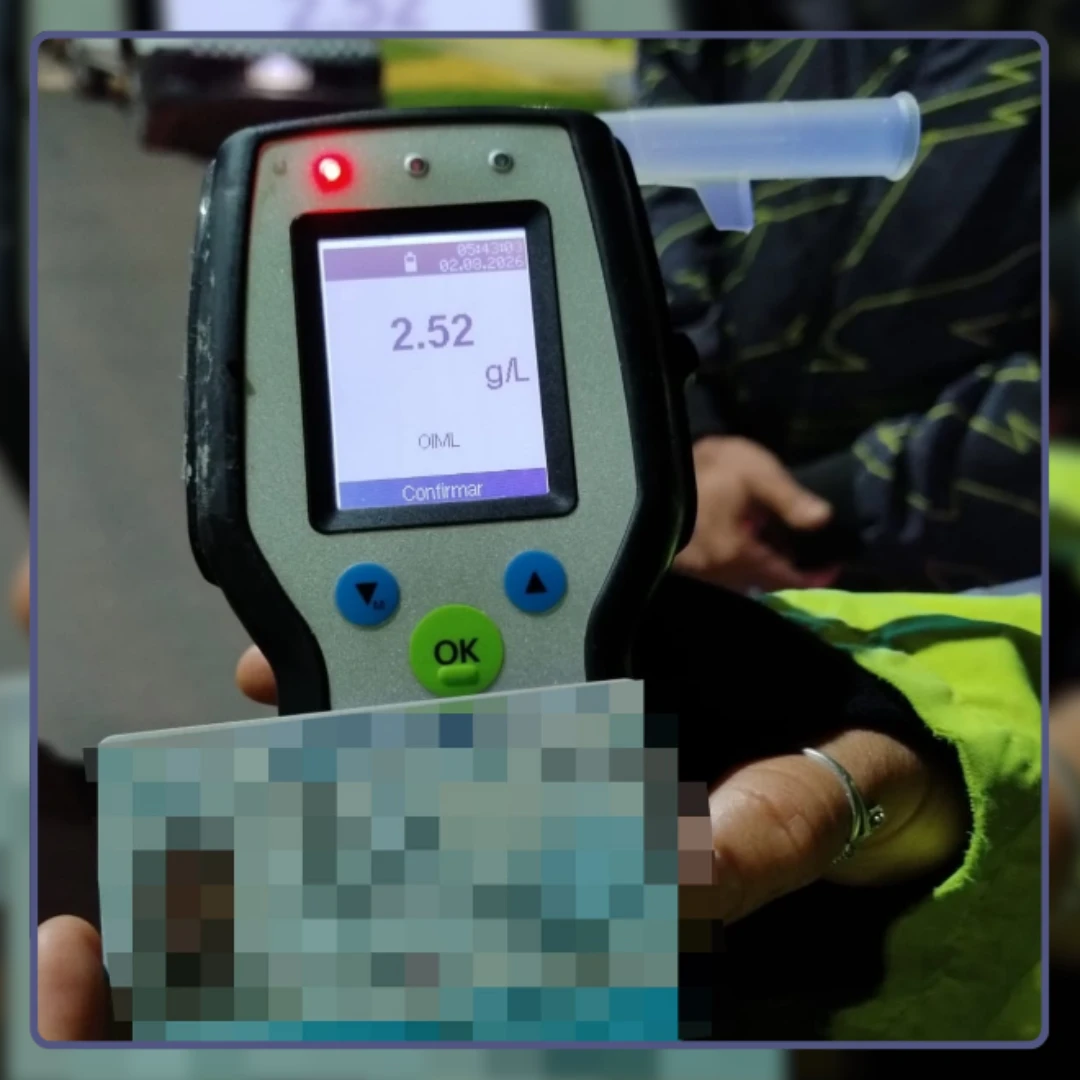 LO FRENARON EN UN OPERATIVO Y DESCUBRIERON QUE TENÍA 2,50 G/L DE ALCOHOL EN SANGRE