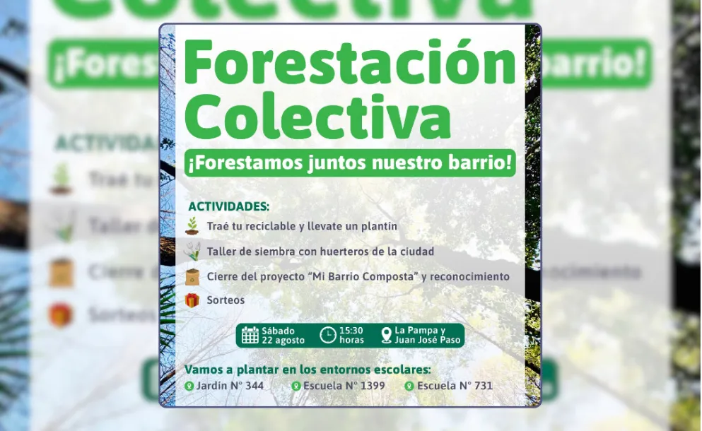 JORNADA DE FORESTACIÓN COLECTIVA: HABRÁ PLANTACIÓN DE ÁRBOLES, TALLERES Y SORTEOS