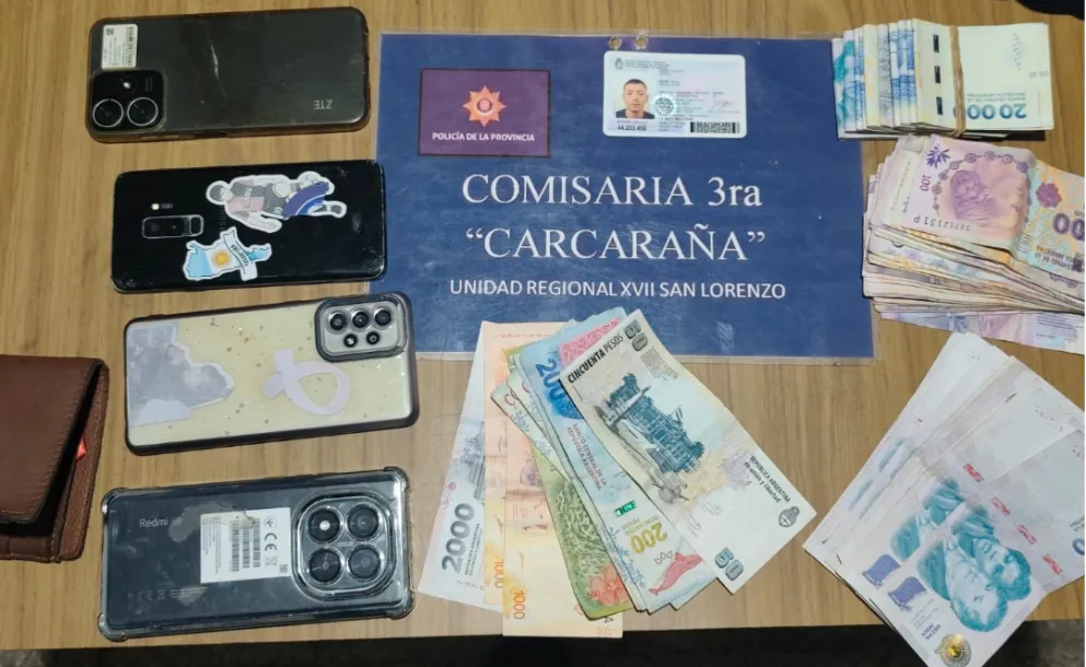 DETENIDO TRAS UN ROBO: TENÍA MÁS DE $1 MILLÓN Y CUATRO CELULARES EN SU PODER
