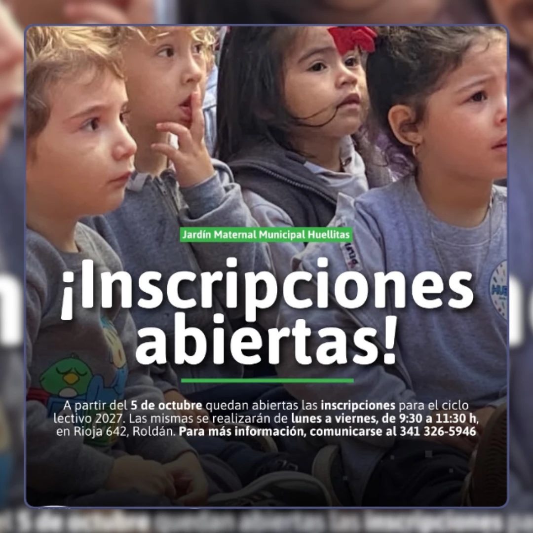 DESDE EL 5 DE OCTUBRE SE PODRÁN REALIZAR LAS INSCRIPCIONES AL JARDIN MATERNAL “HUELLITAS”