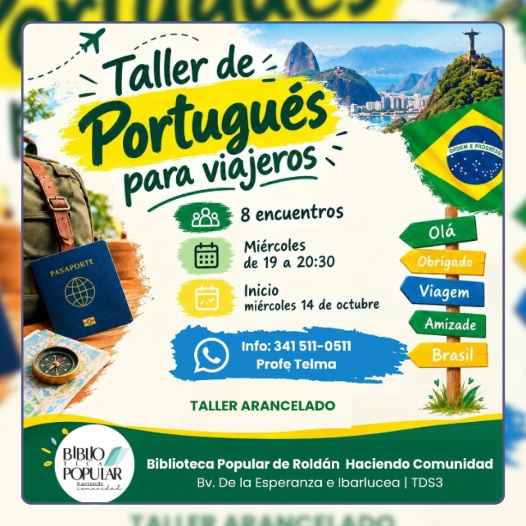 PORTUGUÉS PARA VIAJEROS: NUEVO TALLER EN LA BIBLIOTECA POPULAR DE ROLDÁN
