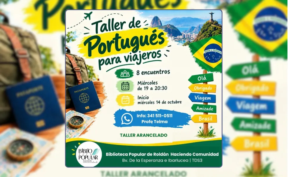 PORTUGUÉS PARA VIAJEROS: NUEVO TALLER EN LA BIBLIOTECA POPULAR DE ROLDÁN